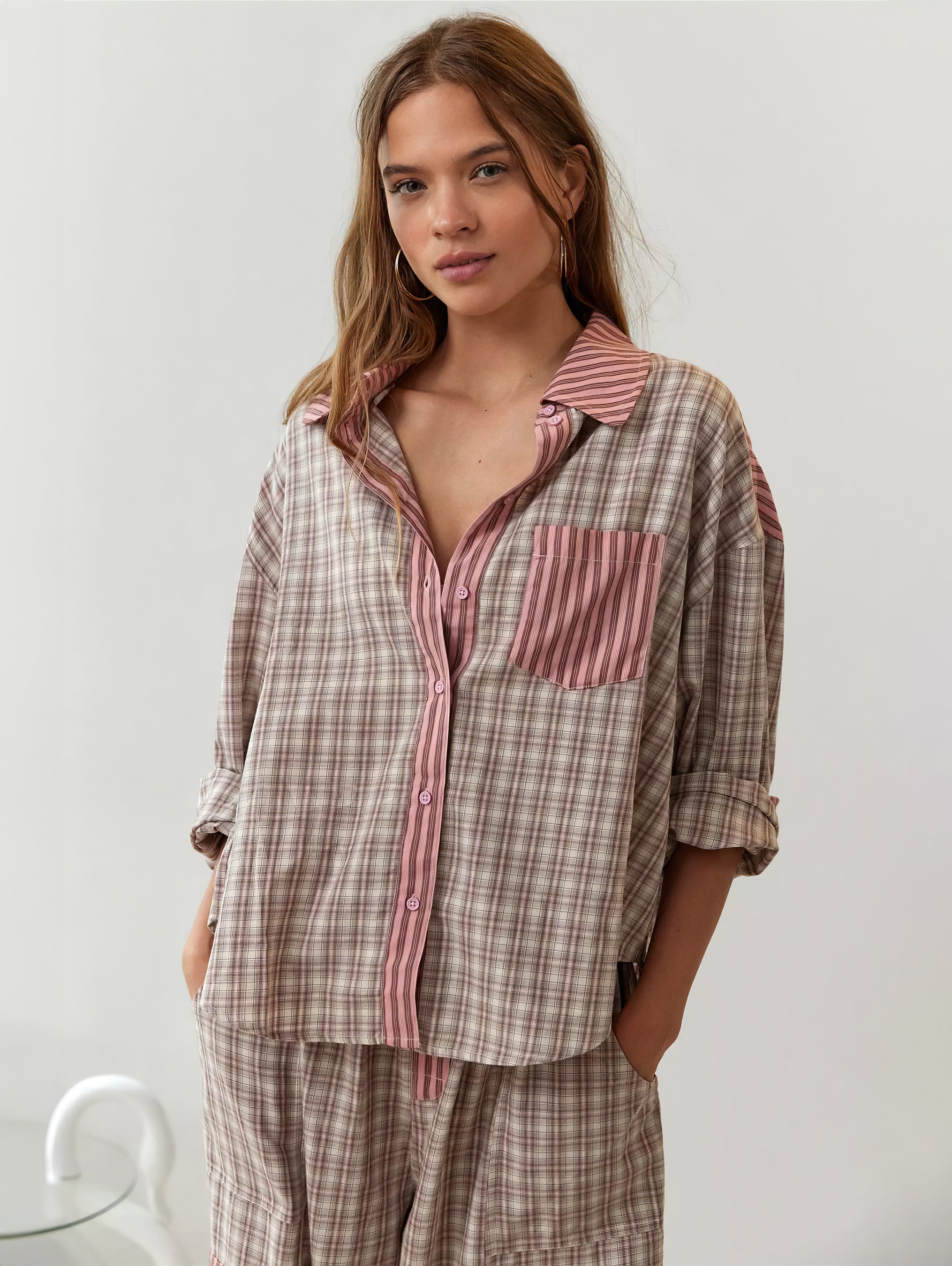 Bequemes Karomuster-Pyjama-Set für Frauen