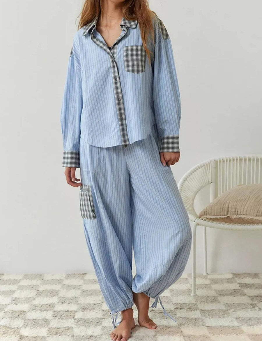 27gSFrauen-2-St-ck-Pyjama-Set-Plaid-Langarm-Knopf-verschluss-Shirt-mit-elastischen-Taille-Hosen-l.jpg