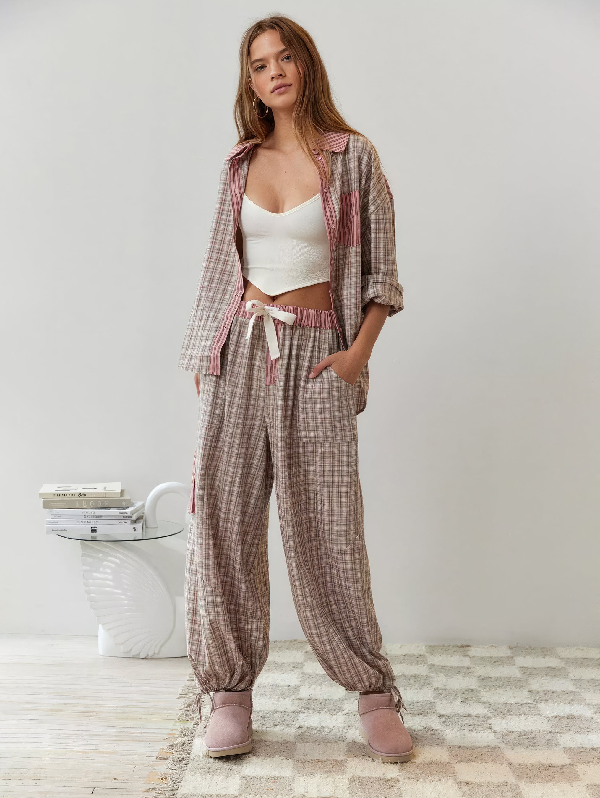 Bequemes Karomuster-Pyjama-Set für Frauen