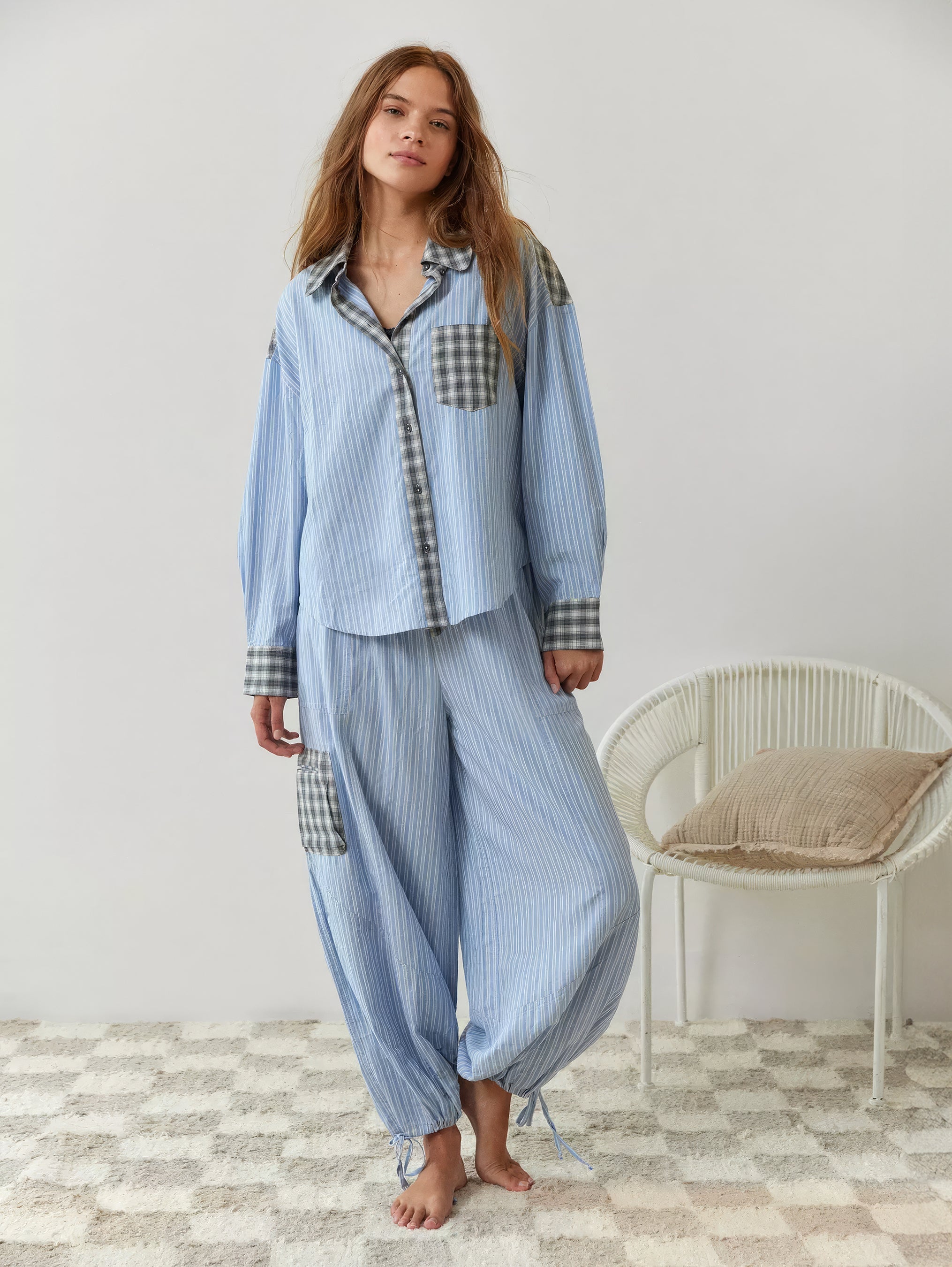 Bequemes Karomuster-Pyjama-Set für Frauen