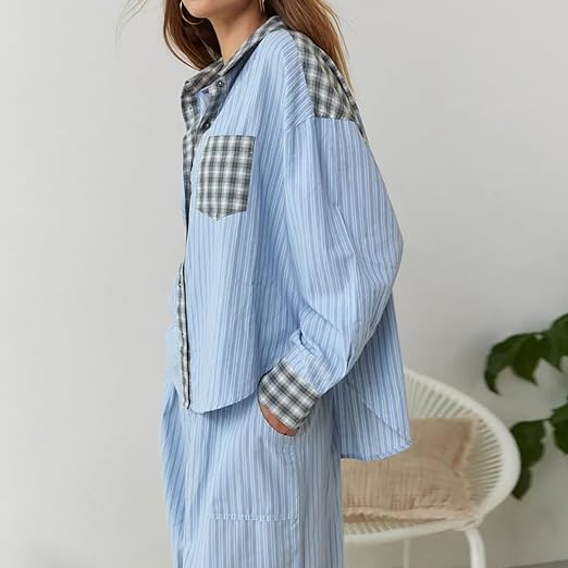 Bequemes Karomuster-Pyjama-Set für Frauen