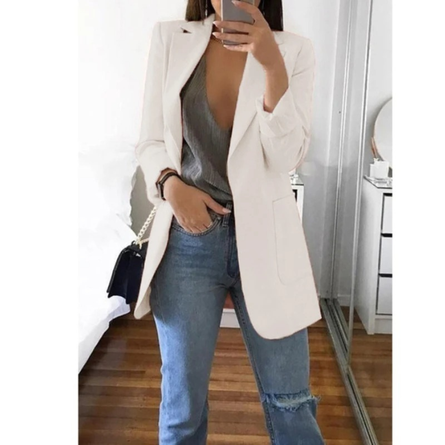 Eleganter Langer Blazer für Frauen