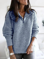 Kuschelig warmer Pullover mit halbem Reißverschluss für Frauen