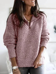 Kuschelig warmer Pullover mit halbem Reißverschluss für Frauen